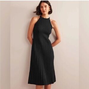 Boden Sleeveless Knitted Midi Dress Black Rib Knit High Neck size 6